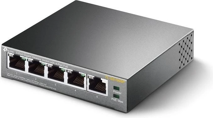 TP-Link TL-SG1005P Desktop Gigabit Switch, 5x RJ-45, 56W PoE