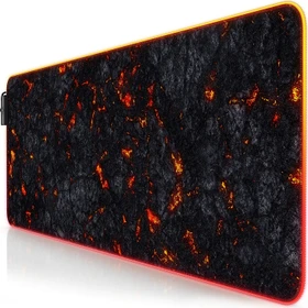 Titanwolf Lava Lightning RGB XXL Gaming-Mauspad, 800x300mm, schwarz/rot