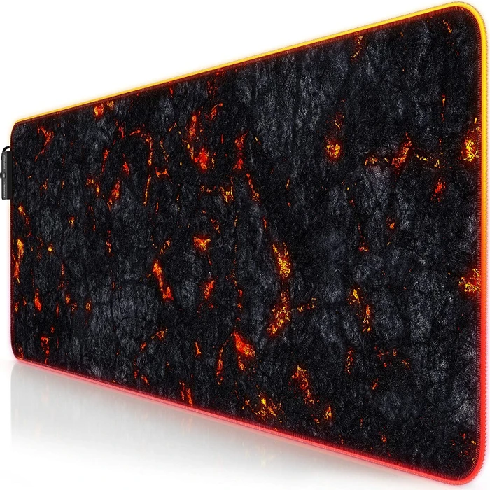 Titanwolf Lava Lightning RGB XXL Gaming-Mauspad, 800x300mm, schwarz/rot