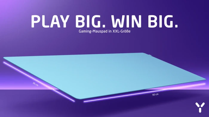 ISY IMP-3500 Gaming Mauspad XXL, 900x360mm, blau