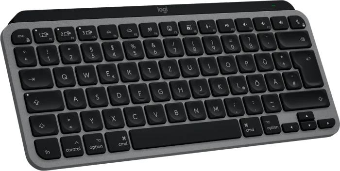 Logitech MX Keys Mini for Mac, Space Gray, schwarz/grau, LEDs weiß, Logi Bolt, USB/Bluetooth, DE