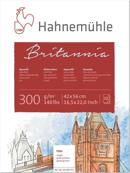 Hahnemühle Britannia Aquarell Zeichenpapier rau, 420x560mm, 12 Blatt