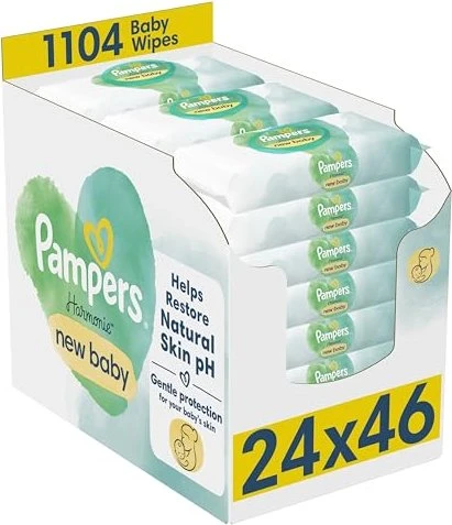 Pampers Harmonie New Baby Feuchttücher, 1104 Stück (24x 46 Stück)