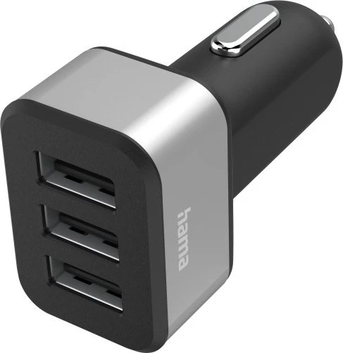 Hama 3-fach-USB-Ladegerät für Zigarettenanzünder Ladeadapter für Auto 12V/24V schwarz/silber