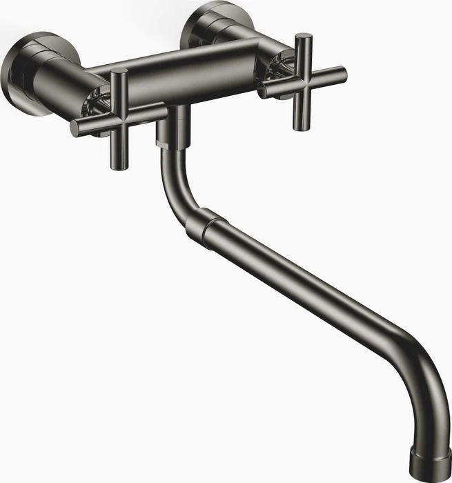 Dornbracht Tara Wand-Brückenbatterie mit herausziehbarem Auslauf dark chrome