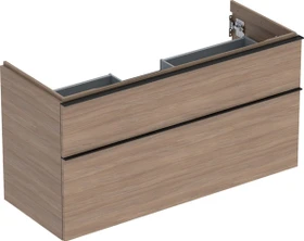 Geberit iCon Unterschrank für Handwaschbecken mit 2 Schubladen 118.4cm, Korpus und Front: Eiche/Melamin Holzstruktur, Griff: lava/pulverbeschichtet matt