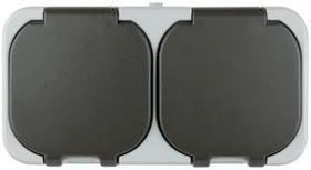 REV Ritter AquaTop Steckdose 2-fach AP IP44 verdrahtet, grau