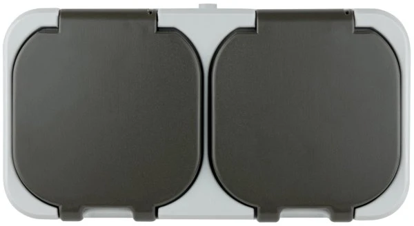 REV Ritter AquaTop Steckdose 2-fach AP IP44 verdrahtet, grau