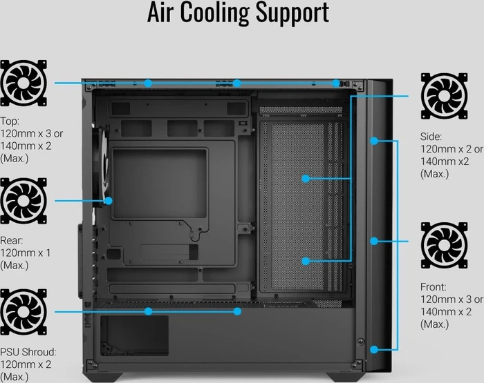AeroCool D302A Black, inkl. 4x Lüfter, Glasfenster