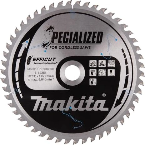 Makita Specialized Efficut Kreissägeblatt 50Z, 190x1.35x20mm, 1 Stück