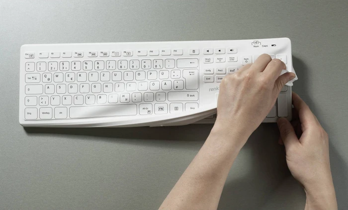 Renkforce RF-WRK-300 kabellose Hygiene-Tastatur, weiß, USB, DE