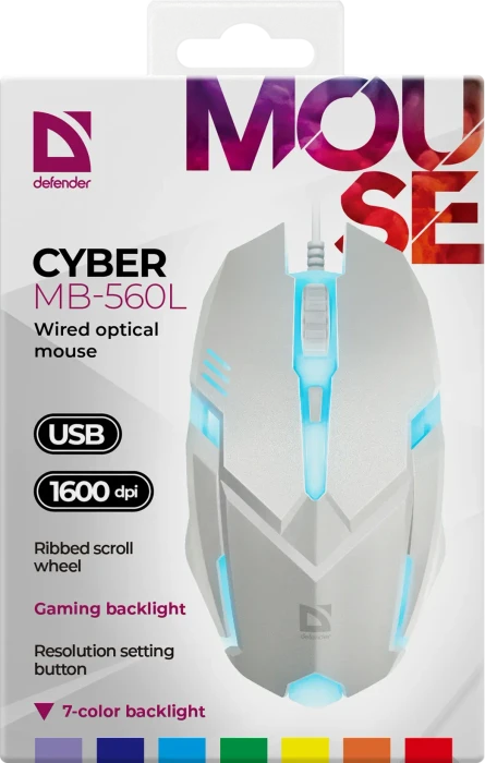 Defender Cyber MB-560L Wired Optical Mouse weiß, USB