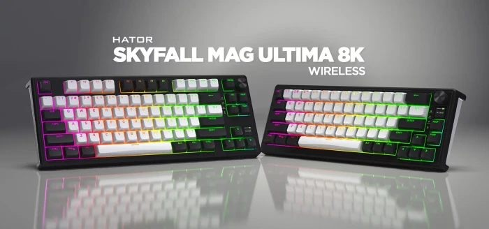 Hator Skyfall 65 MAG Ultima 8K Wireless, weiß/schwarz, LEDs RGB, Aurum Ice Magnetic, USB/Bluetooth, US