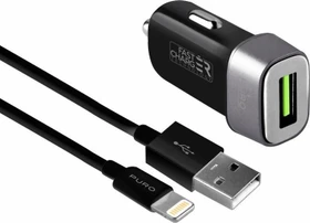 Puro Mini Car Charger USB-A 12W schwarz/grau