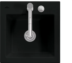 Villeroy & Boch Subway 50 S Einbau Becken mittig mit Ablauffernbedienung ebony