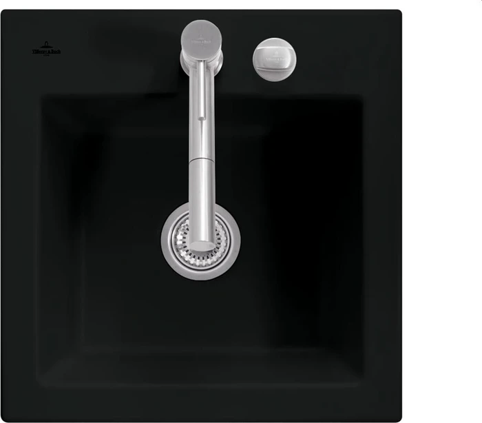 Villeroy & Boch Subway 50 S Einbau Becken mittig mit Ablauffernbedienung ebony
