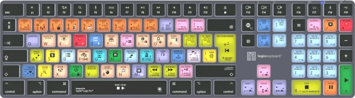 LogicKeyboard Titan Wireless Apple Logic Pro X Mac, Titanium Gray, LEDs weiß, USB/Bluetooth, UK