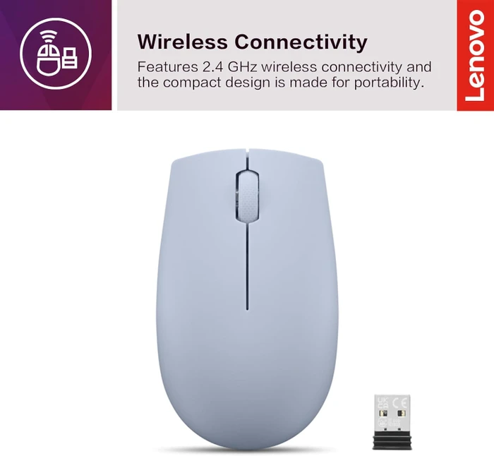 Lenovo 300 Wireless Compact Mouse Frost Blue, USB