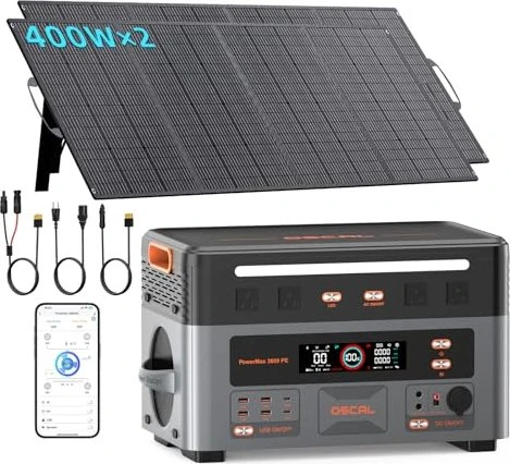 Oscal PowerMax 3600 Solargenerator + 2x Solarpanel 400W, 2016Wh
