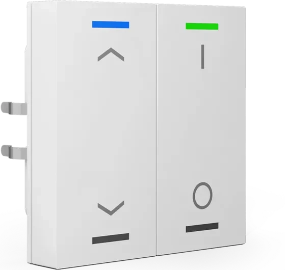 MDT Taster Light 55 2-fach reinweiß glänzend, Symbol Auf/Ab und I/O
