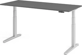Hammerbacher Ergonomic Aktiv XBHM19 elektrisch höhenverstellbarer Sitz-Steh-Schreibtisch 180x80cm graphit/silber