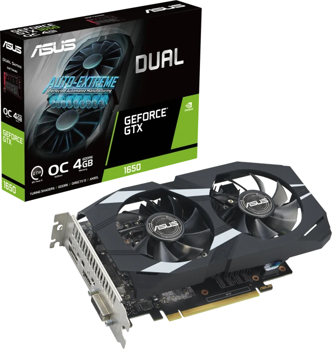 ASUS Dual GeForce GTX 1650 EVO, DUAL-GTX1650-4GD6-P-EVO, 4GB GDDR6, DVI, HDMI, DP