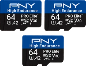 PNY Pro Elite High Endurance R100 64GB Kit, UHS-I U3, A2, Class 10, 3er-Pack