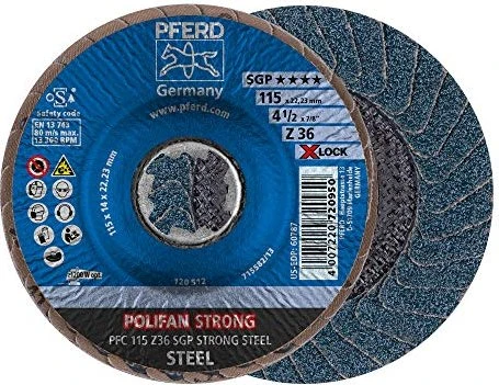 Pferd PFC 115 Z 36 SGP STRONG STEEL/X-LOCK Fächerschleifscheibe K36, 115mm, 10 Stück