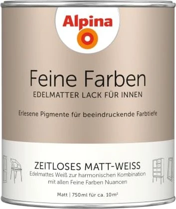 Alpina Farben Feine Farben Lack Zeitloses Matt-Weiß innen edelmatt, 750ml