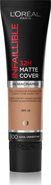 L'Oréal Infaillible 32H Matte Cover Foundation 300 cool undertone LSF25, 30ml