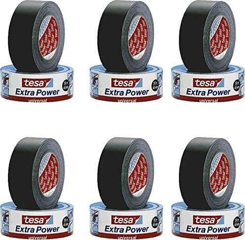 tesa extra Power Universal schwarz, Gewebeband, 50mm/50m, 6 Stück
