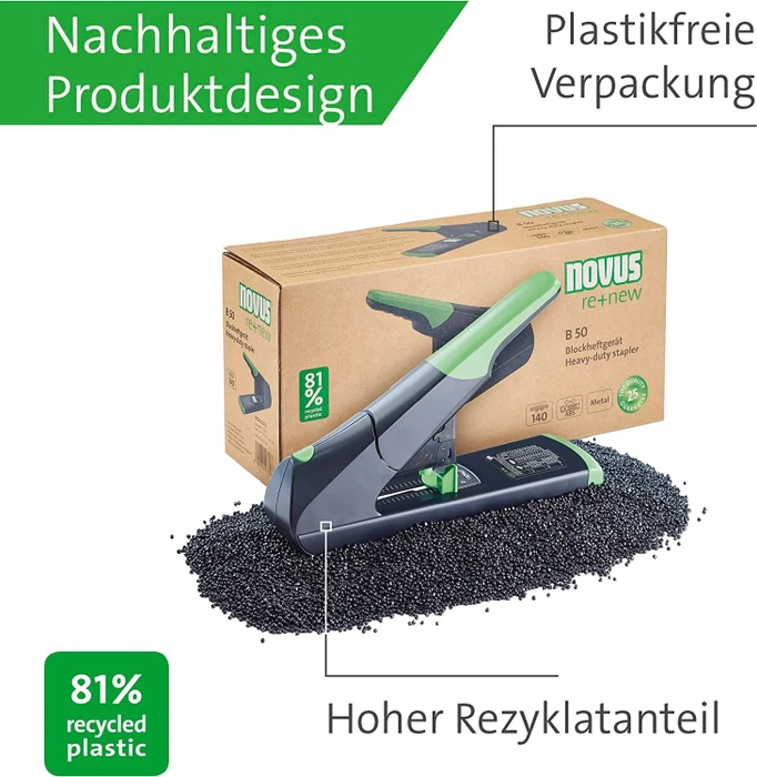 Novus B 50 re+new nachhaltiges Blockheftgerät, schwarz/grün