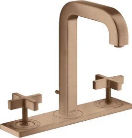Hansgrohe Axor Citterio 3-Loch Waschbeckenarmatur mit Kreuzgriffen und Platte brushed red gold