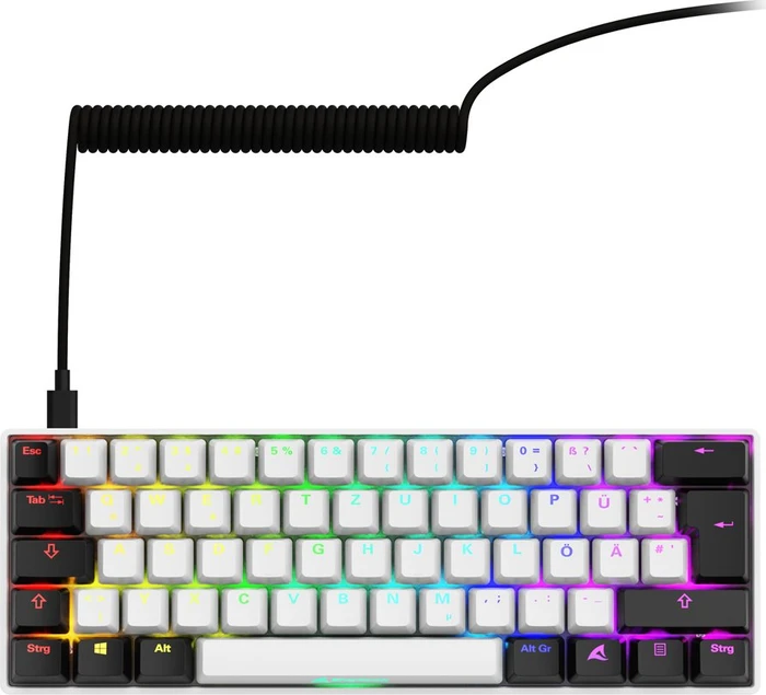Sharkoon Skiller SGK50 S4 Gen2, White, LEDs RGB, hot-swap, Gateron YELLOW, USB, DE