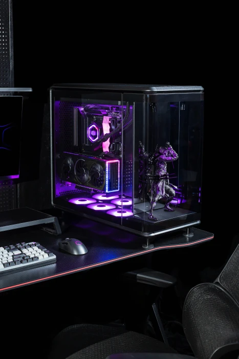 Cooler Master MasterFrame 360 Panorama, schwarz, Glasfenster