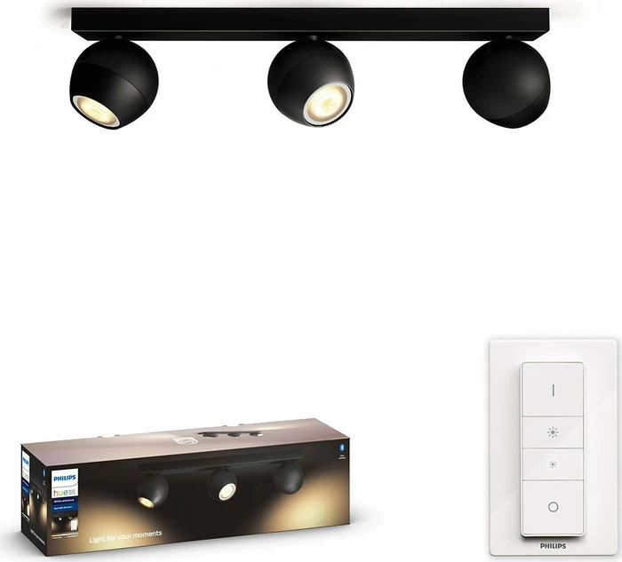 Philips Hue White Ambiance Buckram 3-flammig schwarz