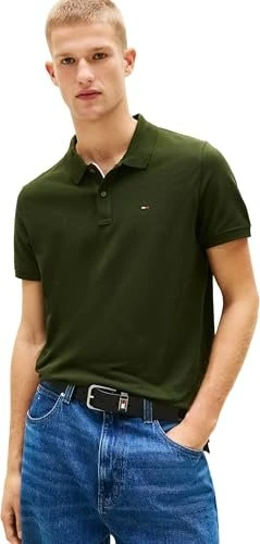 Tommy Hilfiger Tommy Flag Slim Fit Piqué Poloshirt kurzarm kingston green (Herren)