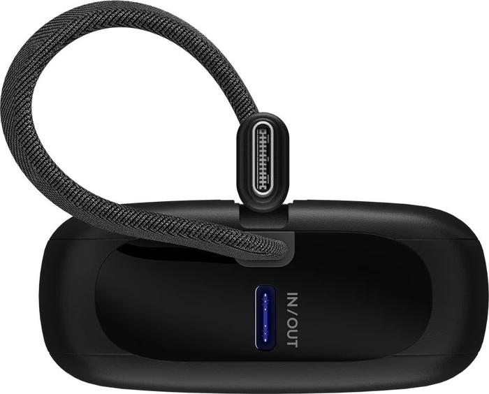 Wentronic Goobay Powerbank 10000mAh mit integriertem USB-C-Kabel schwarz