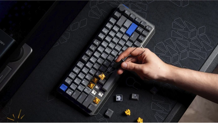 Endorfy Thock V2 75% Wireless, PBT, grau, LEDs RGB, hot-swap, Endorfy YELLOW, USB/Bluetooth, US