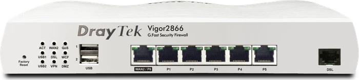 DrayTek Vigor2866 Gigabit Router, 6x RJ-45, Annex M