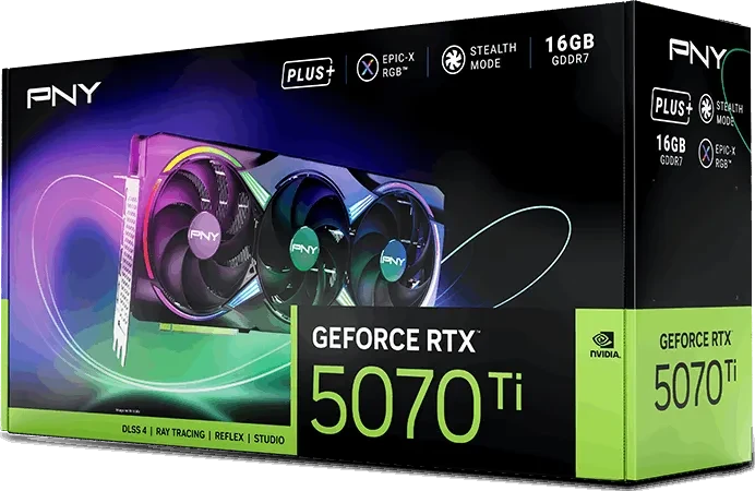 PNY GeForce RTX 5070 Ti Epic-X RGB Triple Fan Plus, 16GB GDDR7, HDMI, 3x DP