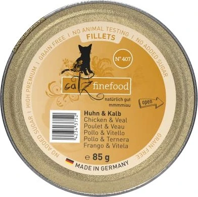 Catz finefood N°, 407 Huhn und Kalb in Jelly, 1.02kg (12x 85g)