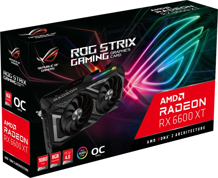 ASUS ROG Strix Radeon RX 6600 XT OC, ROG-STRIX-RX6600XT-O8G-GAMING, 8GB GDDR6, HDMI, 3x DP