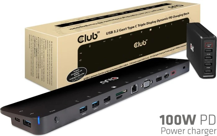 Club 3D Triple Display Dynamic PD Charging Dock 100W, USB-C 3.0 [Buchse]