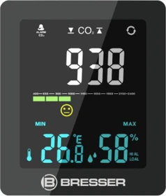 Bresser CO2 Smile Luftqualitätsmonitor Temperaturstation schwarz, digital