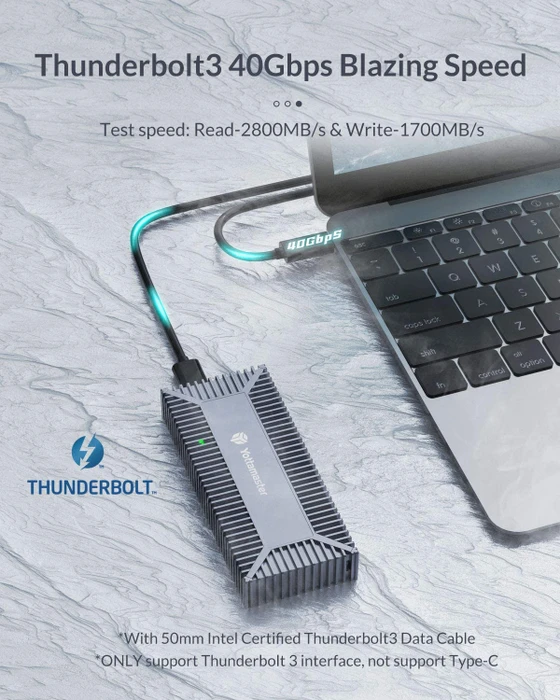 Yottamaster Thunderbolt 3 NVMe Enclosure, Thunderbolt 3 / USB-C 3.1