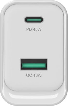 Conceptronic 2-Port 45W GaN USB-PD-Ladegerät weiß