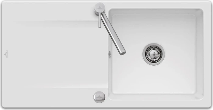 Villeroy & Boch Siluet 60 Einbau Becken reversibel mit Ablauffernbedienung snow white