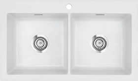 systemceram Mera Twin F Einbau Doppelspüle satin