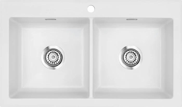 systemceram Mera Twin F Einbau Doppelspüle satin